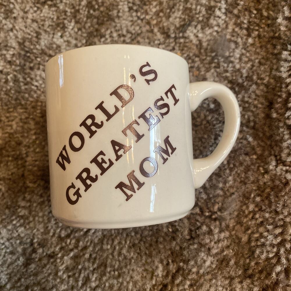 Vintage World’s Greatest Mom Mug 1980s Retro Kitschy Americana Coffee Cup Gift